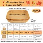 YQL 9-Inch Square Disposable Air Fryer Liners - 200 Pack
