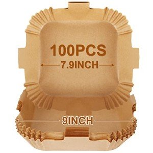 BYKITCHEN 7.9-Inch Square Air Fryer Liners – 100 Pack