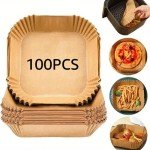 Square Paper Liners for Air Fryers, 100 Count