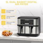 EUARY 4L+6L Dual Basket Air Fryer - Flexible Split Cooking