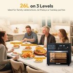 LLIVEKIT 26L Mini Oven Air Fryer - Black