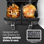 Keplin 9L Dual Zone Air Fryer - 2700W Energy-Saving Cooker with 6 Cooking Functions - Extra-Large Capacity for Healthy Meals - Roast, Bake, Dehydrate, Crisp - Family Size (9L)