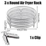 3-Pack Stackable Air Fryer Racks with Clips
