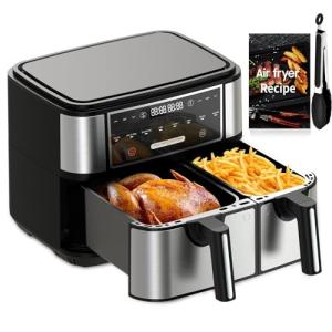 EUARY 4L+6L Dual Basket Air Fryer - Flexible Split Cooking