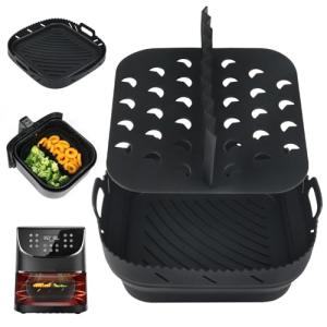 Silicone Air Fryer Liner with Divider, 8 Inch