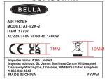 BELLA 3L Touchscreen Air Fryer Oven, 5-in-1