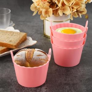Pink Silicone Muffin Cases for Air Fryer - 4 Pack