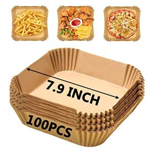 Square Air Fryer Liners, 7.9 Inch Non-Stick