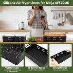 Ninja Flexi Drawer 10.4L Air Fryer Accessories, Upgraded Version with Ventilation Holes, Reusable 3 Pcs Air Fryer Liners for Air Fryer AF500UK (3 Packs Black)