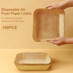 100 Disposable Air Fryer Liners, Rectangle Size