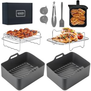 Upgraded Silicone Air Fryer Liner - 8 pcs, Grey
