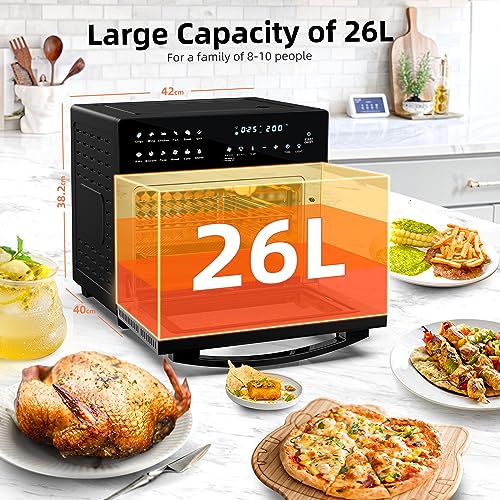 LLIVEKIT Air Fryer Mini Oven with Rotisserie 26L