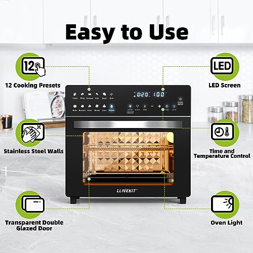 LLIVEKIT Air Fryer Mini Oven with Rotisserie 26L