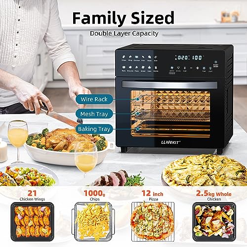 LLIVEKIT Air Fryer Mini Oven with Rotisserie 26L