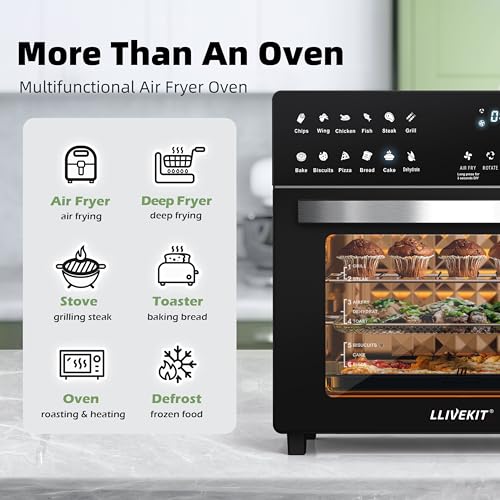 LLIVEKIT Air Fryer Mini Oven with Rotisserie 26L