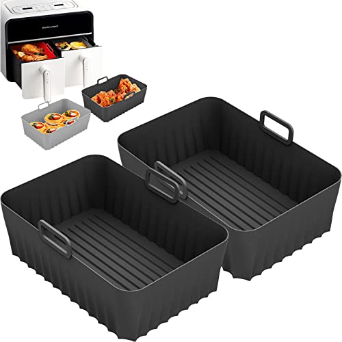 Silicone Air Fryer Liners for Ninja Dual Fryer - 2 Pack