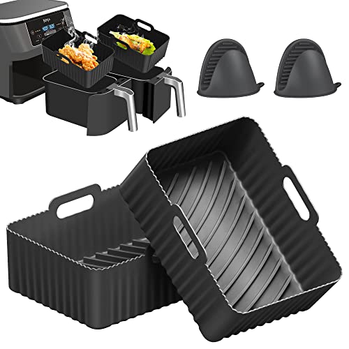 JUNFOND Silicone Liners: Dual Air Fryer Accessories