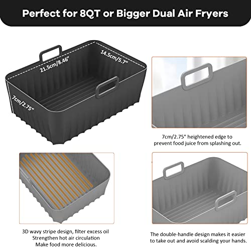 Silicone Air Fryer Liners for Ninja Dual Fryer - 2 Pack