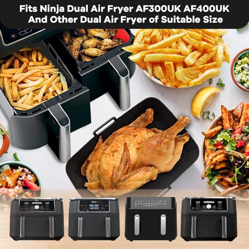 Silicone Air Fryer Liners for Ninja Dual Fryer - 2 Pack