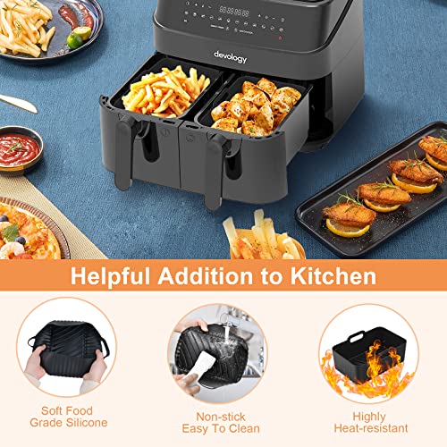 JUNFOND Silicone Liners: Dual Air Fryer Accessories