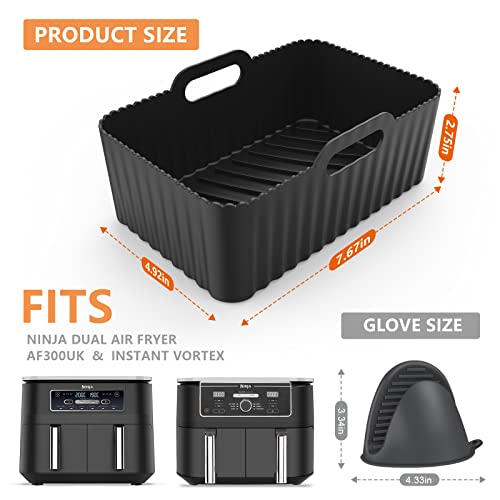 JUNFOND Silicone Liners: Dual Air Fryer Accessories