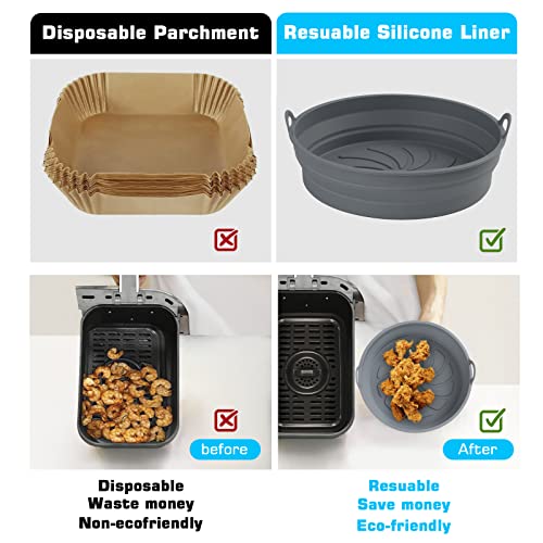 Foldable Air Fryer Liners - Set of 2, Grey
