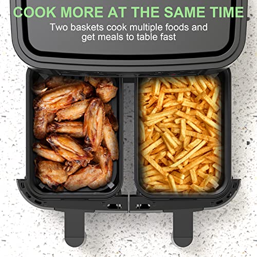 EUARY 9L Dual Basket Air Fryer Oven, 8-in-1 Compact