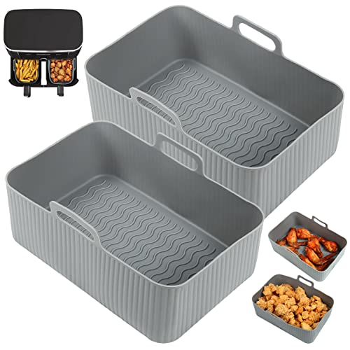 Silicone Air Fryer Liners for Large Air Fryers (2Pcs, Gray)