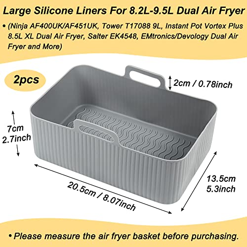 Silicone Air Fryer Liners for Large Air Fryers (2Pcs, Gray)