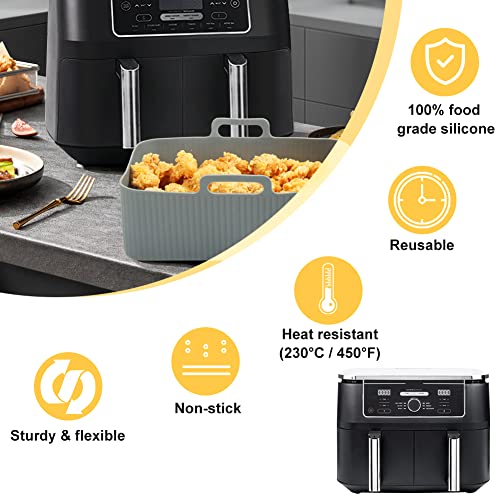 Silicone Air Fryer Liners for Large Air Fryers (2Pcs, Gray)