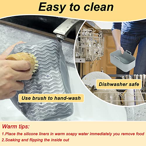 Silicone Air Fryer Liners for Large Air Fryers (2Pcs, Gray)