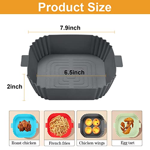 7.9Inch Silicone Air Fryer Pot Square Liners