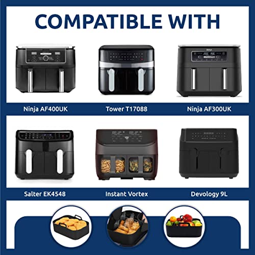 Large Silicone Air Fryer Liners for Ninja Dual Air Fryer (8PCS)