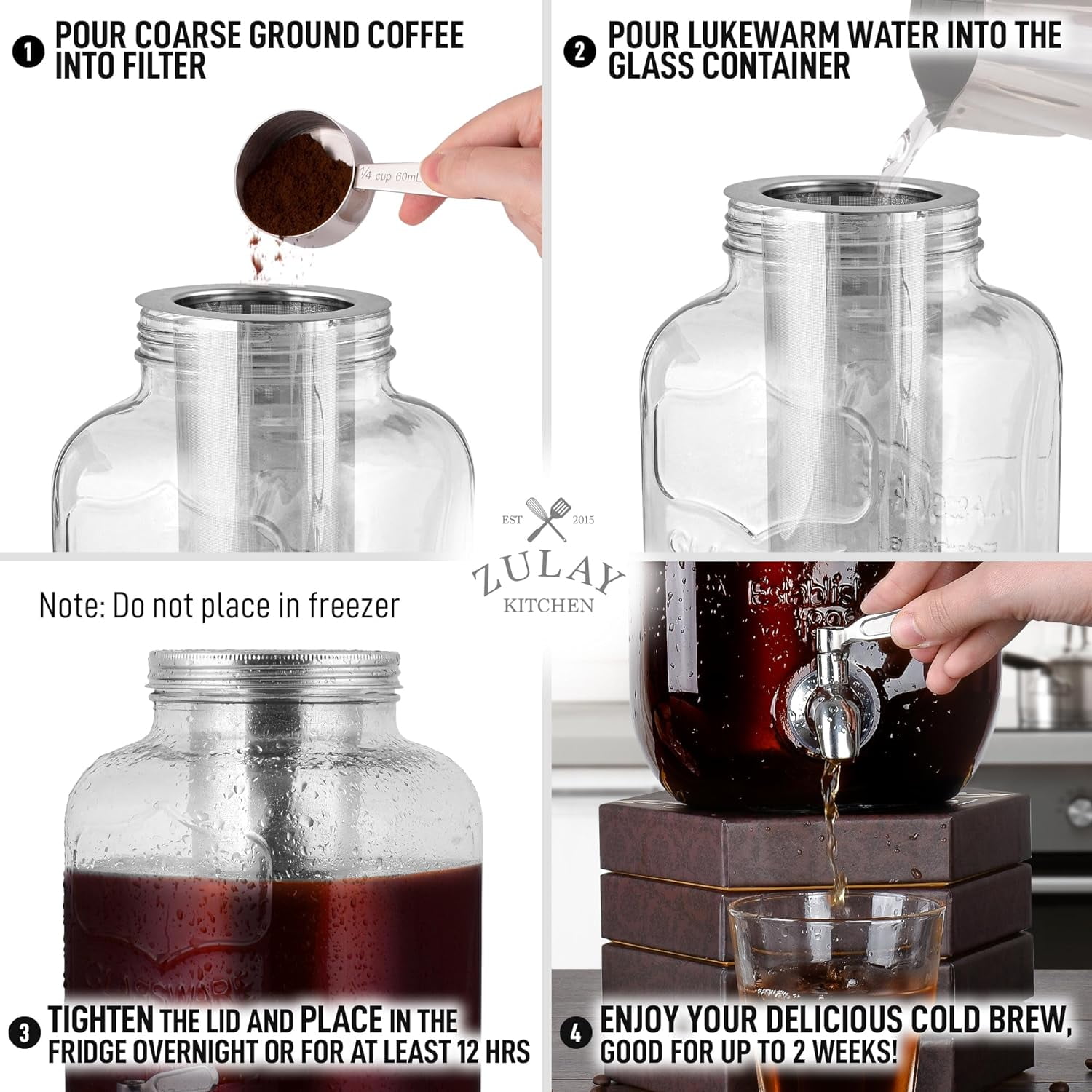 1 Gallon Iced Tea & Cold Brew Glass Pitcher