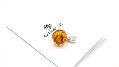 Cognac Amber Pearl Pendant Necklace in Silver