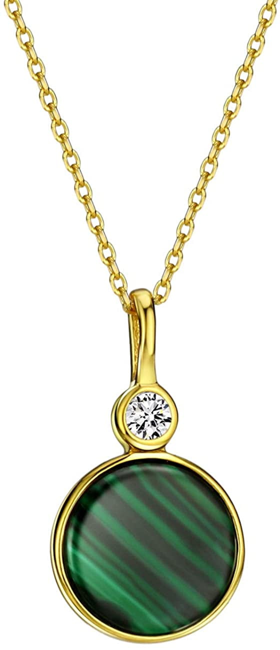 Gold Plated Malachite Pendant Necklace for Women