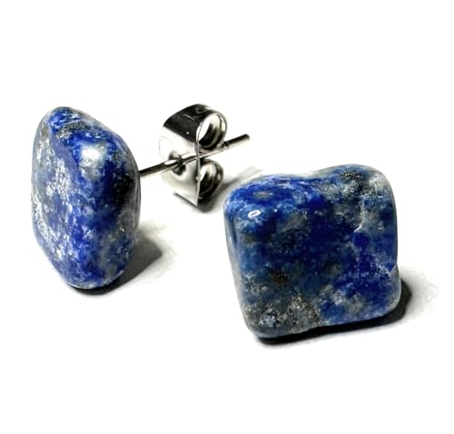 Natural Lapis Lazuli Stud Earrings, Hypoallergenic