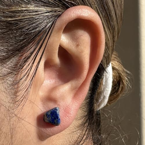 Natural Lapis Lazuli Stud Earrings, Hypoallergenic