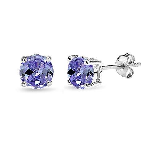 Sterling Silver Tanzanite Round Solitaire Studs