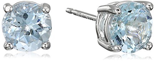 Aquamarine Silver Stud Earrings for March Birthdays