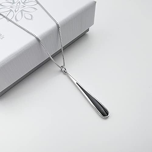 Black Onyx Long Drop Necklace in Silver