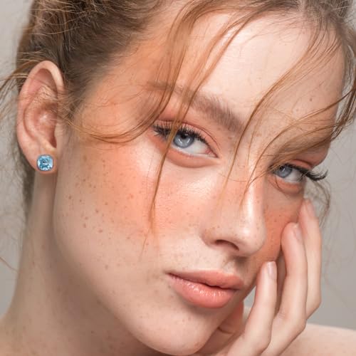 Light Blue Aquamarine Sterling Silver Earrings for Women