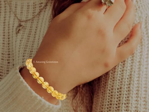 Citrine Gemstone Beaded Bracelet - Unisex Protection Jewelry