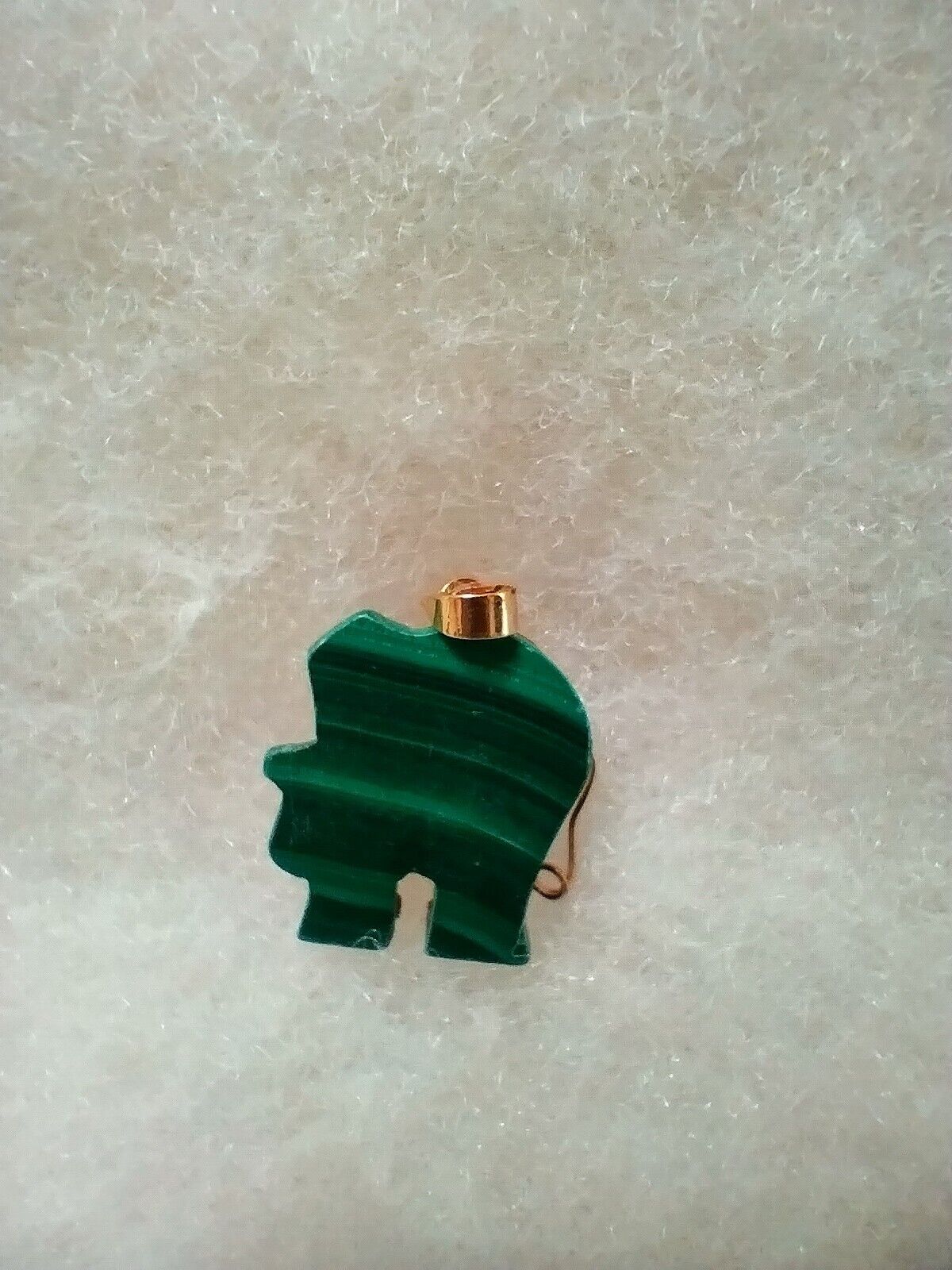 Malachite Elephant Pendant with Gold Details