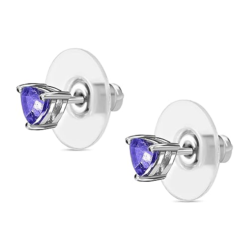 Trillion Blue Tanzanite Sterling Silver Stud Earrings