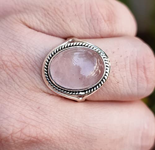Handmade Rose Quartz Sterling Silver Women's Ring