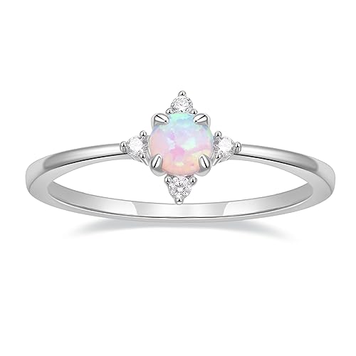 Opal CZ Engagement Ring, Size 7 Silver Gold Plated