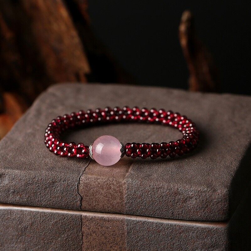 Rose Quartz Garnet Healing Bead Bracelet