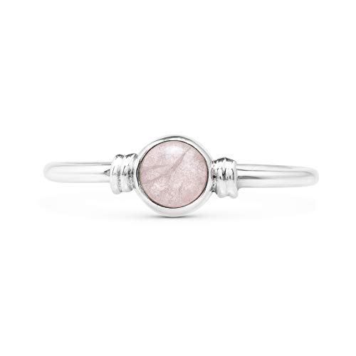 Delicate Rose Quartz Ring in Sterling Silver