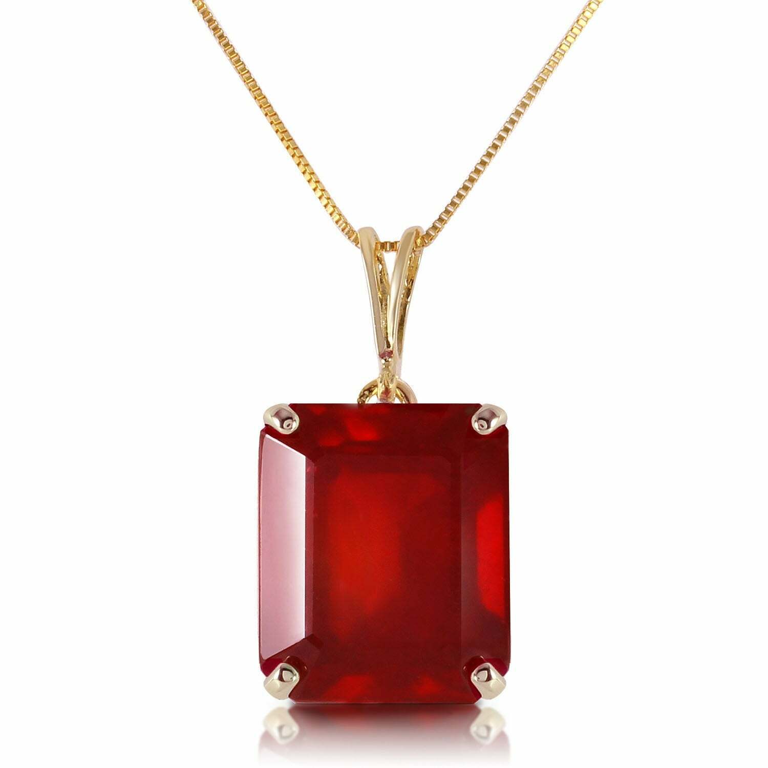 14K Yellow Gold Octagon Ruby Necklace, 6.5 Carat